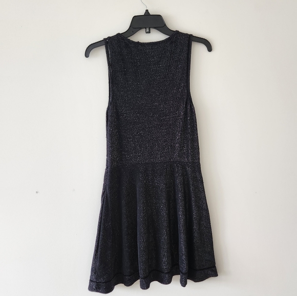 Sanctuary Dress Metallic Sparkle A-Line Sweater Dress Black Silver Medium - Picture 4 of 7